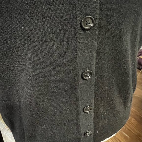 LOFT Black V-Neck Button-Up Cardigan Sweater Size Medium - Picture 6 of 9